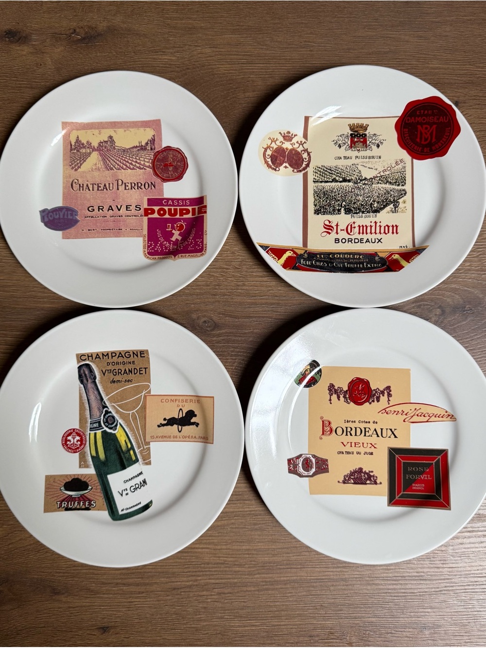 “Les Vins de France” Appetizer Plates (set of 4)